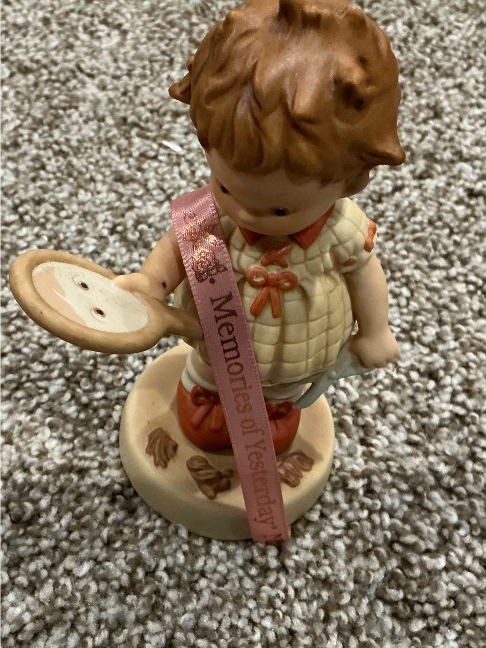 Enesco Ceramic Boy Figurine in Cream, Brown and Pink